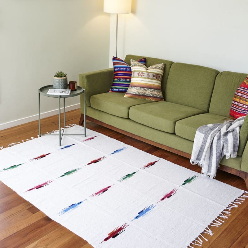 Mexican Yoga Rug: Thunderbird White - Floor Rug