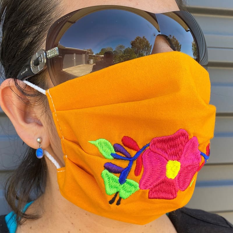 NEW: Embroided Reusable Mask - Made in Mexico - yellow -