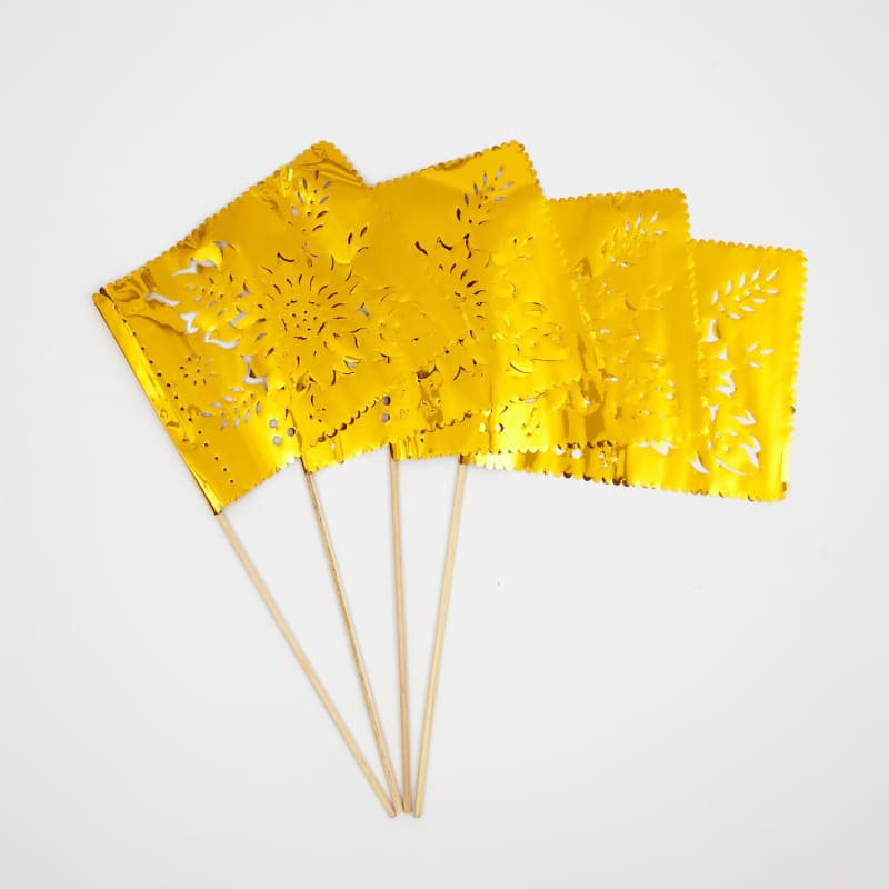 Papel Picado Banderitas (set of 4) Flags on a stick -