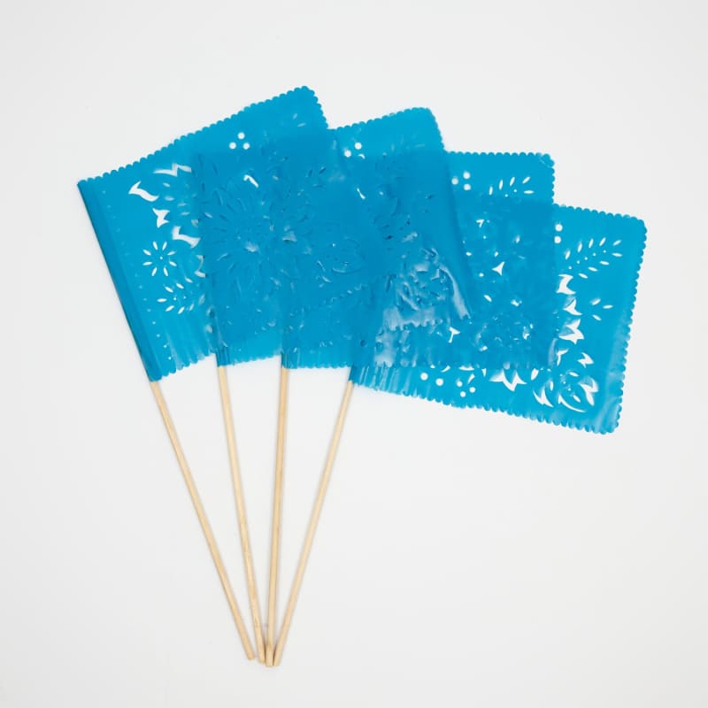Papel Picado Banderitas (set of 4) Flags on a stick -