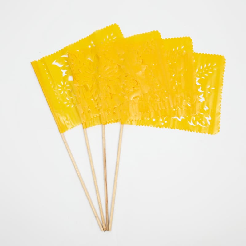 Papel Picado Banderitas (set of 4) Flags on a stick -