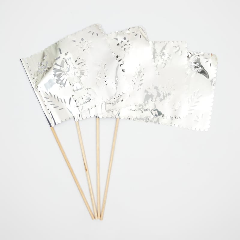 Papel Picado Banderitas (set of 4) Flags on a stick -