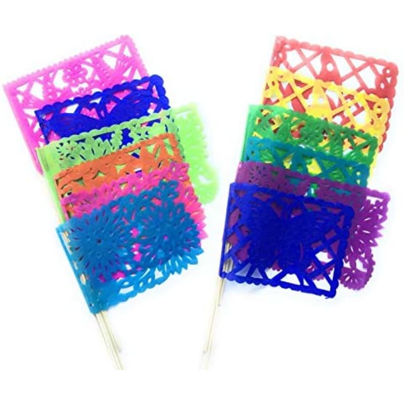 Papel Picado Banderitas (set of 4) Flags on a stick -