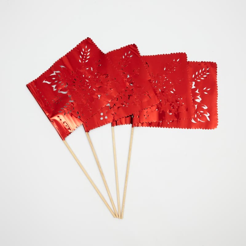 Papel Picado Banderitas (set of 4) Flags on a stick -