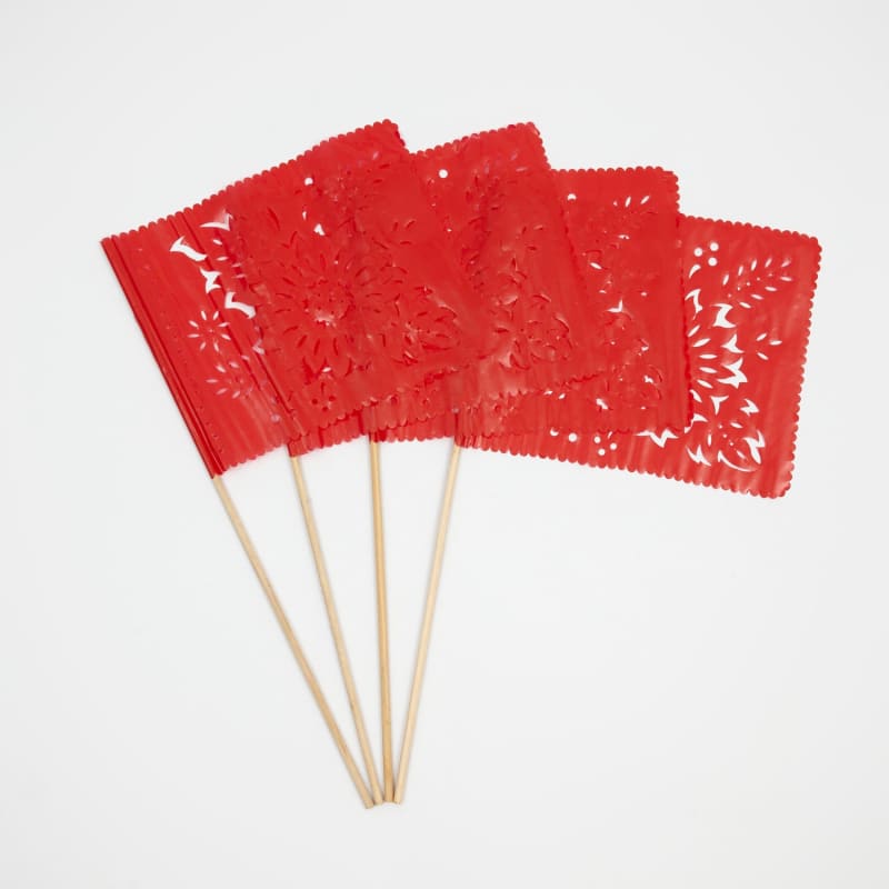 Papel Picado Banderitas (set of 4) Flags on a stick -