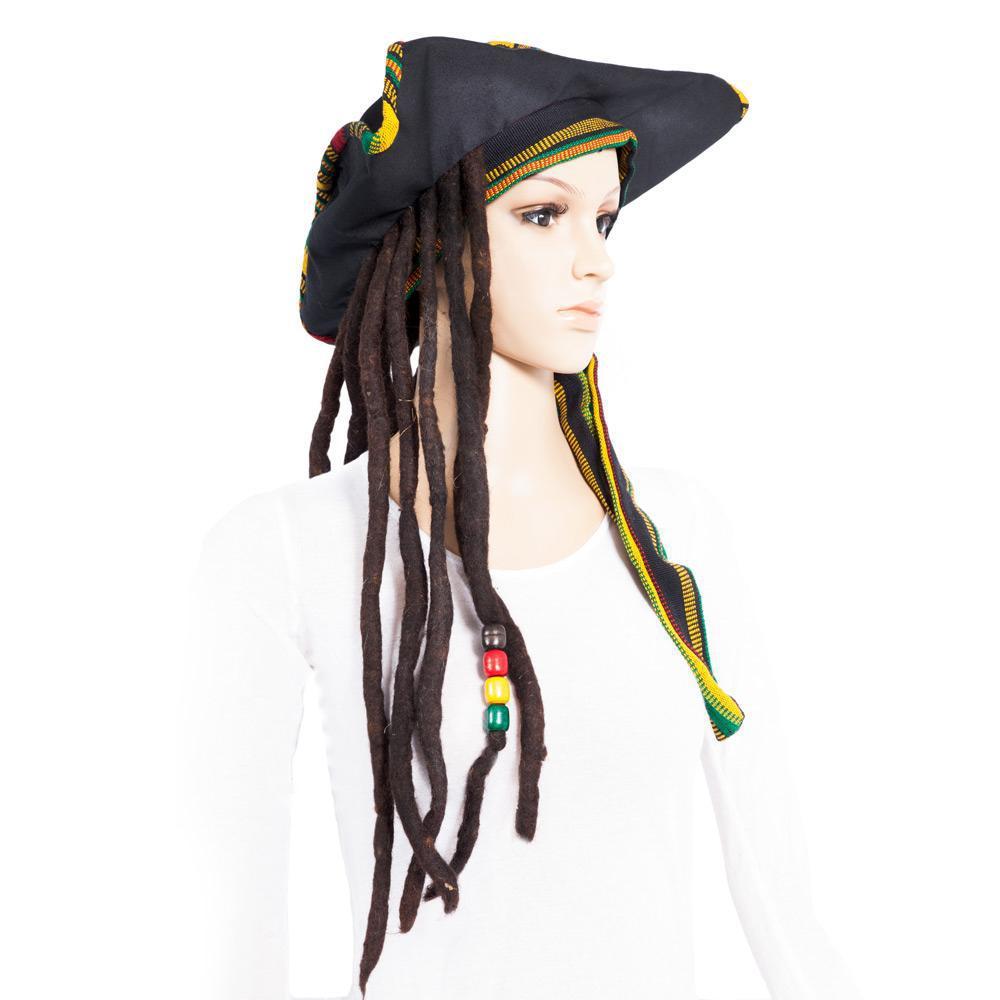 Pirate Rasta Hat with Dreads: Captain Sparrow Style - Colours of Mexico