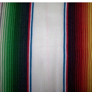 White Mexican Sarape Blanket - Colours of Mexico