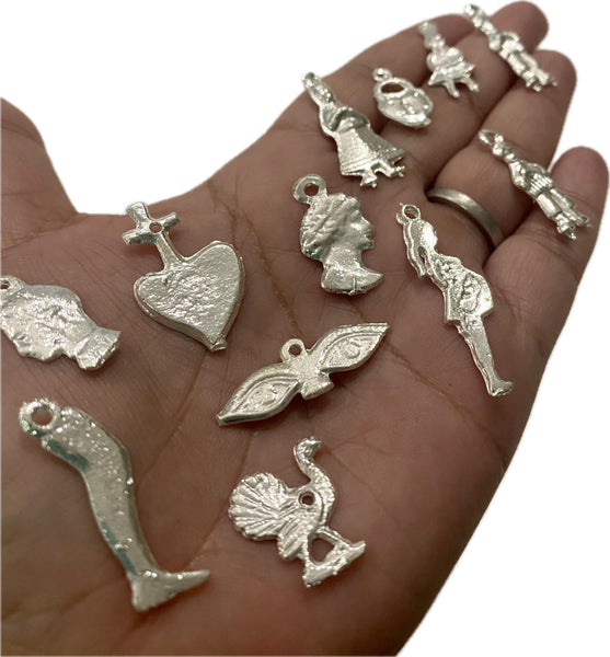 Lot of 10 Metal Milagritos Charms Mexican Folk Art