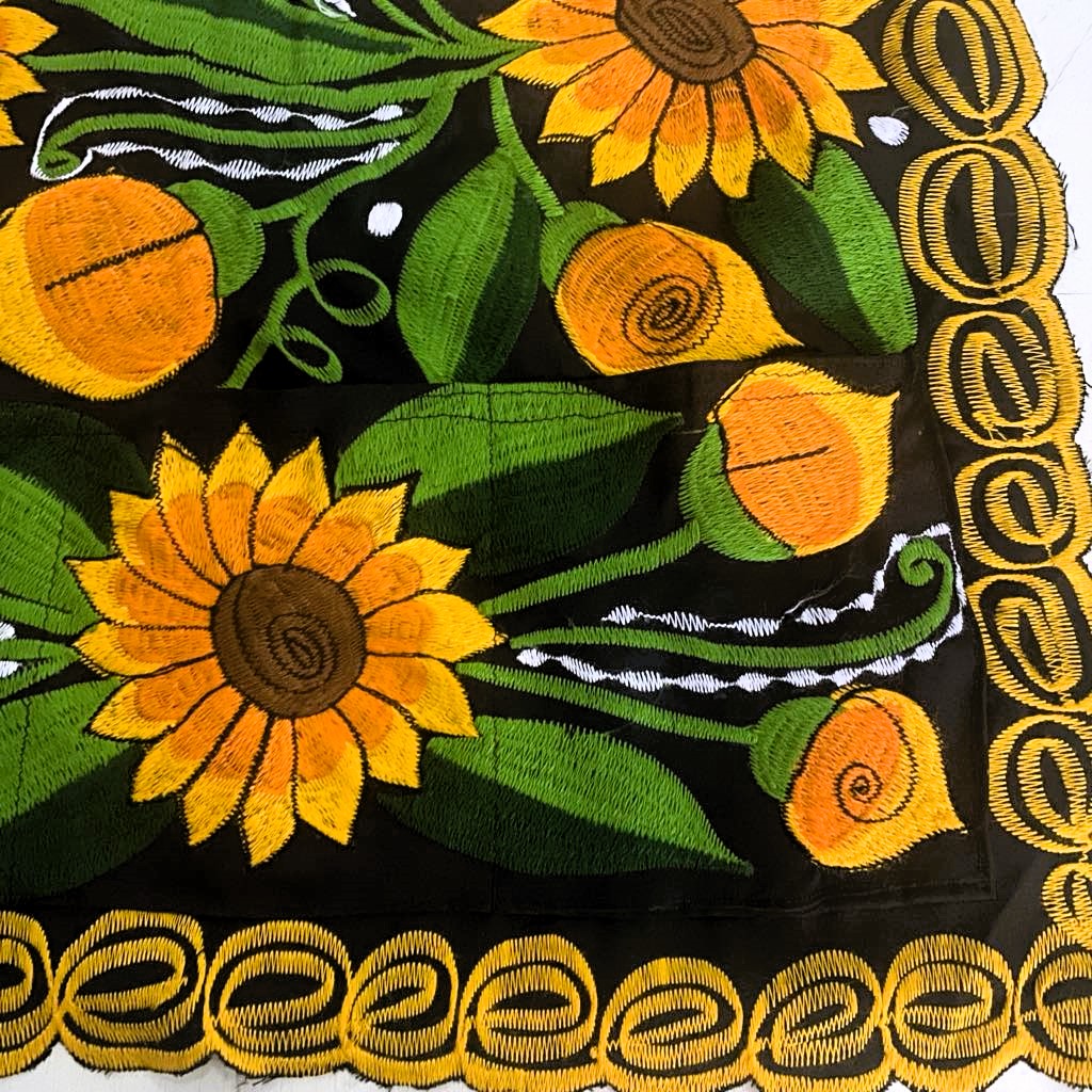Hand-Embroidered Mexican Apron with Rich Floral Patterns