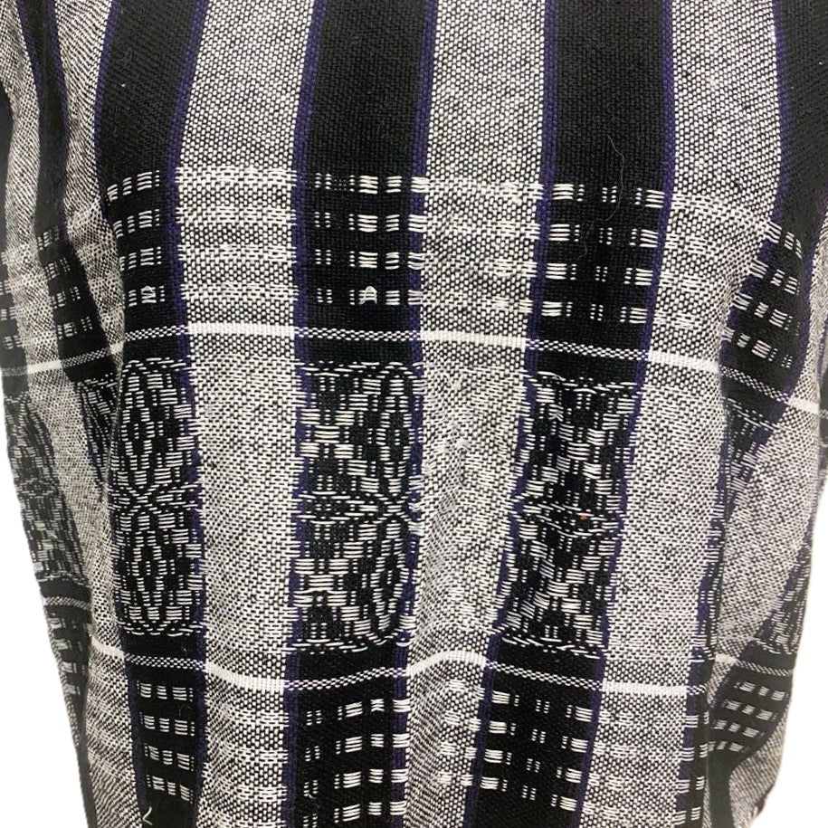 Traditional Treadle Loom Huipil - Made in Oaxaca - Size Small - Black & Grey