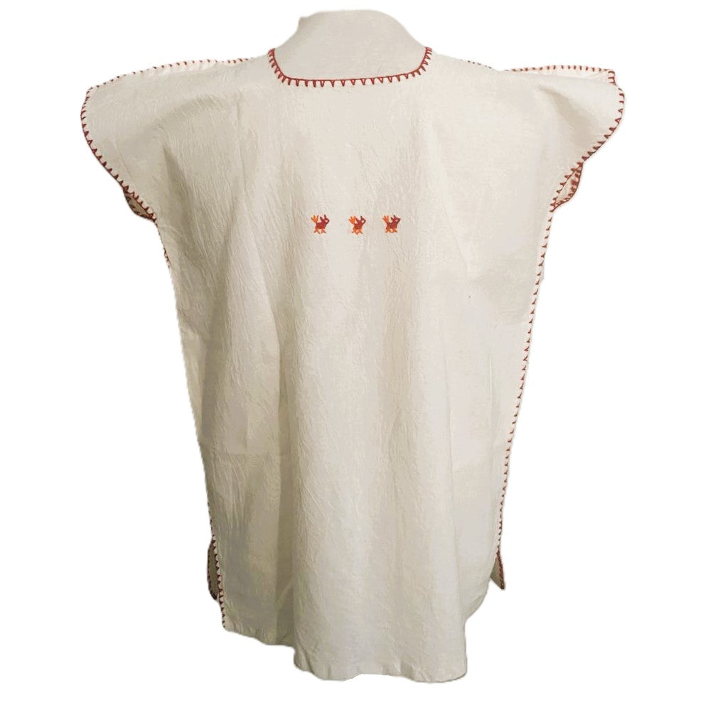 Hand-Embroidered Traditional Huipil Top – Made in Oaxaca - Los Pajaritos - Size Small