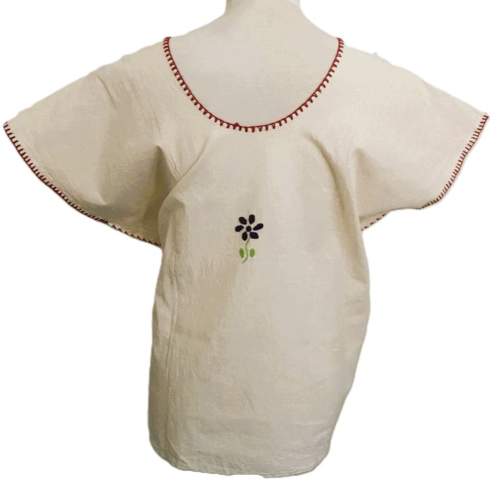 Hand-Embroidered Traditional Huipil Top – Made in Oaxaca – Los Animalitos– One Size L-XL
