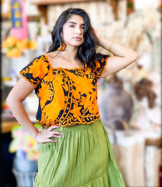 Hand-Embroidered Mayan Crop Top: Huipil sizes S-M-XL