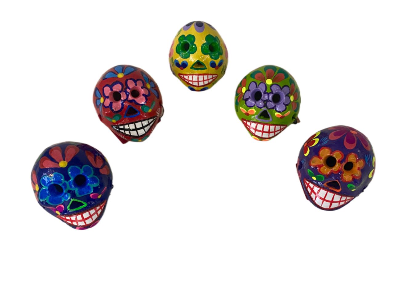 Hand-Painted Clay Skull | Unique Day of the Dead Decor