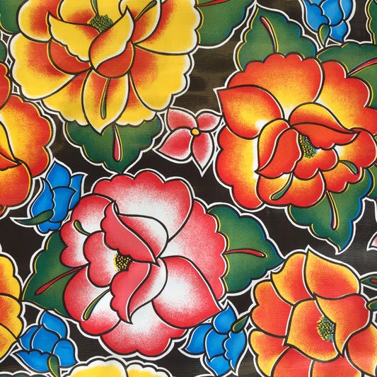 Mexican Oilcloth Fabric Black Oaxaca **Off Cuts**