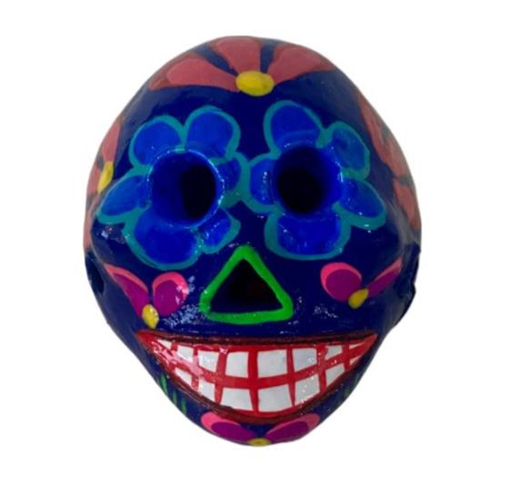 Hand-Painted Clay Skull | Unique Day of the Dead Decor