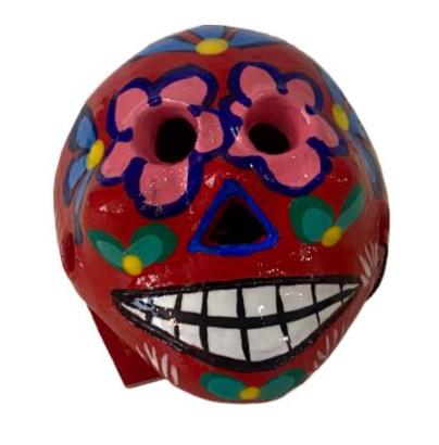 Hand-Painted Clay Skull | Unique Day of the Dead Decor