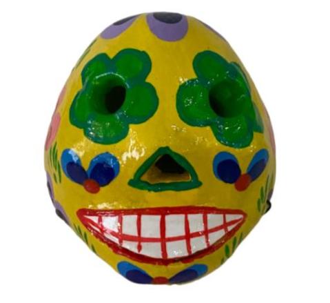 Hand-Painted Clay Skull | Unique Day of the Dead Decor