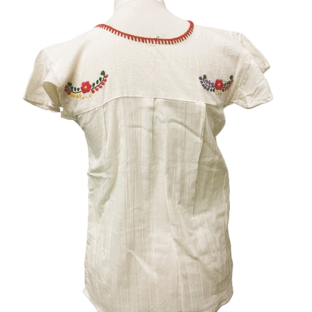 Mexican Embroidered Peasant Top Organic Cotton - Sizes S-M-L-XL
