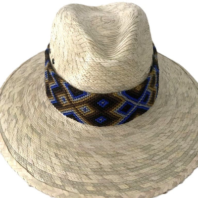 Mexican Sun Hat Toquilla Straw Wide Brim - Handwoven Hat Band