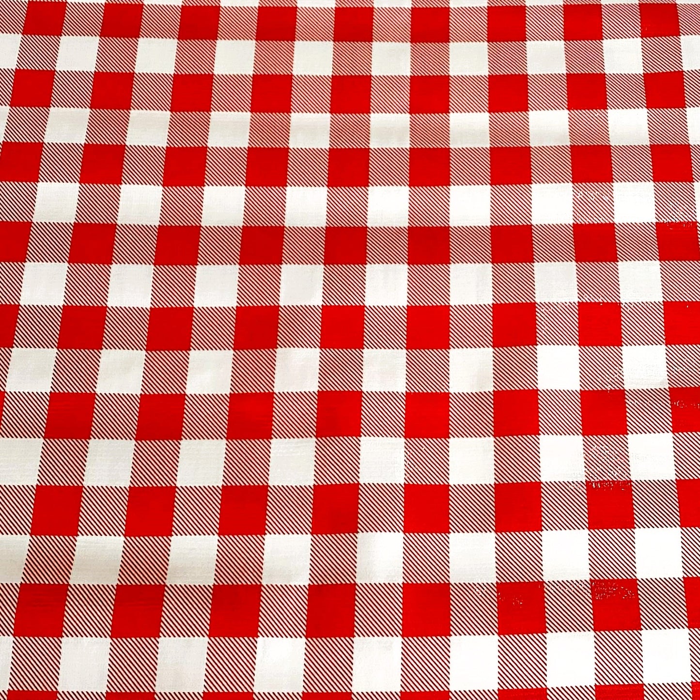Mexican Oilcloth Fabric Red Picnic Big Squares