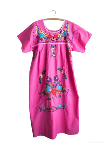 Adult Dress: Pink Mexican Embroided Boho