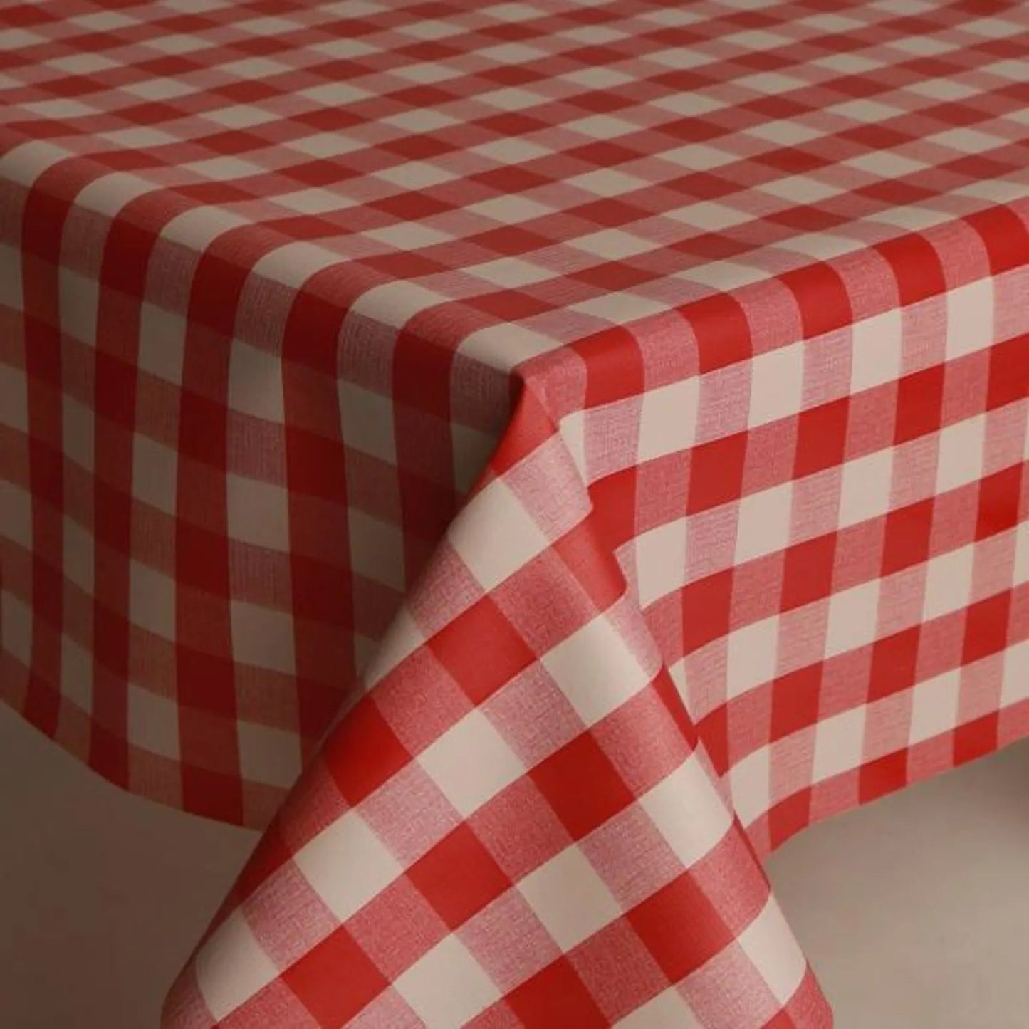 Mexican Oilcloth Fabric Red Picnic Big Squares