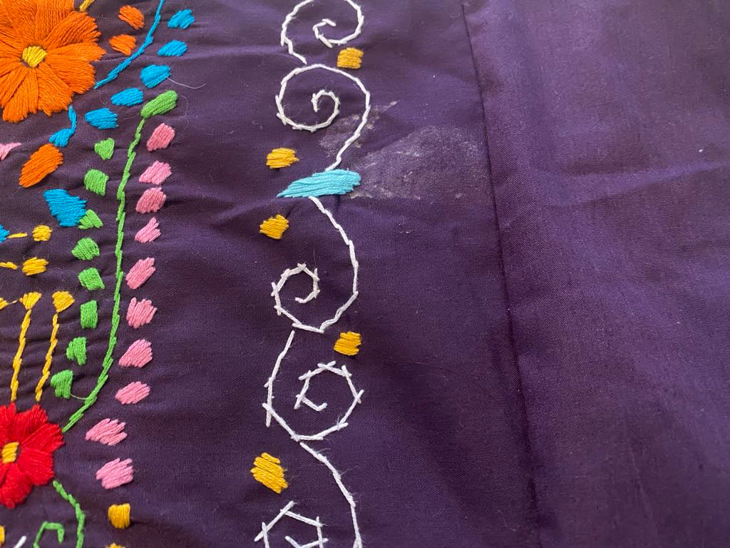 Adult Dress: Purple Mexican Embroided Boho Size XL **SECONDS**