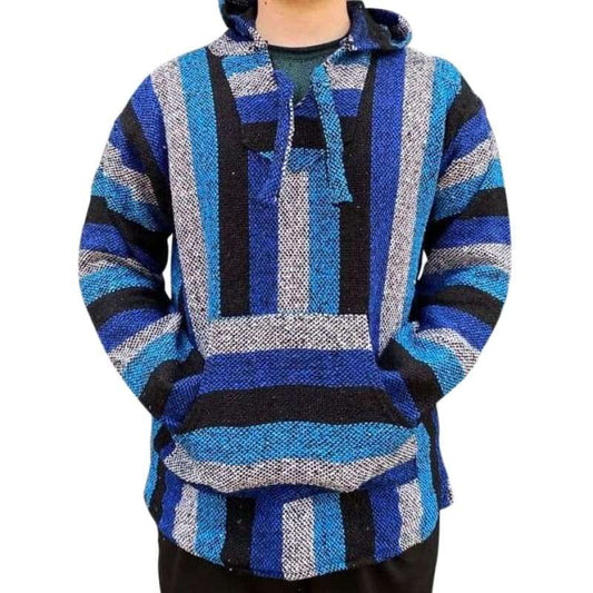 Baja Hooded Jacket: Light Blue & Dark Blue - Baja Hoodie
