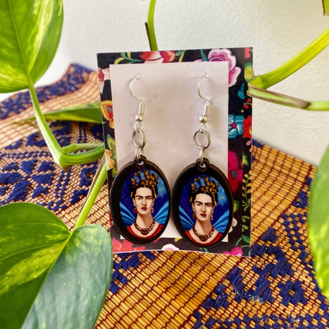 Frida Kahlo Wooden Earrings - Balsa Wood - Made in Mexico