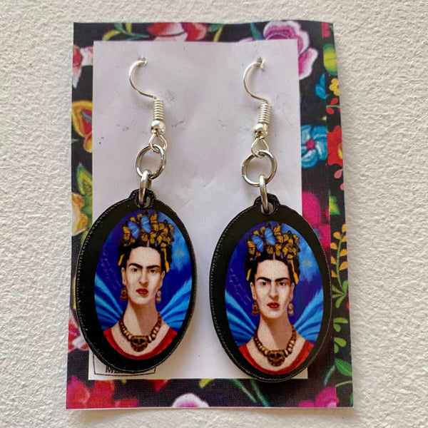 Frida Kahlo Wooden Earrings - Balsa Wood - Made in Mexico -