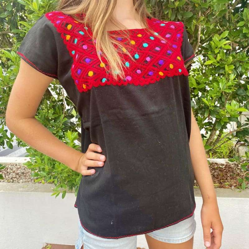 Gorgeous Mexican Embroidered Huipil Maya Top Organic Cotton