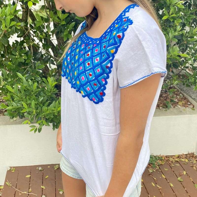 Gorgeous Mexican Embroidered Huipil Maya Top Organic Cotton