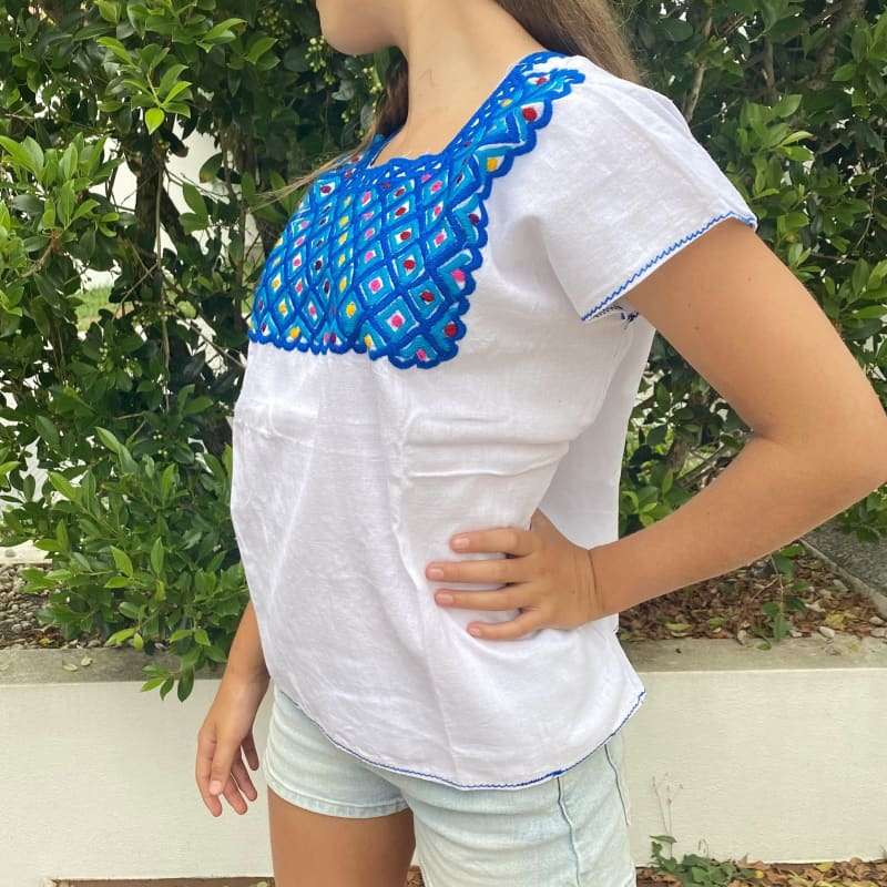 Gorgeous Mexican Embroidered Huipil Maya Top Organic Cotton