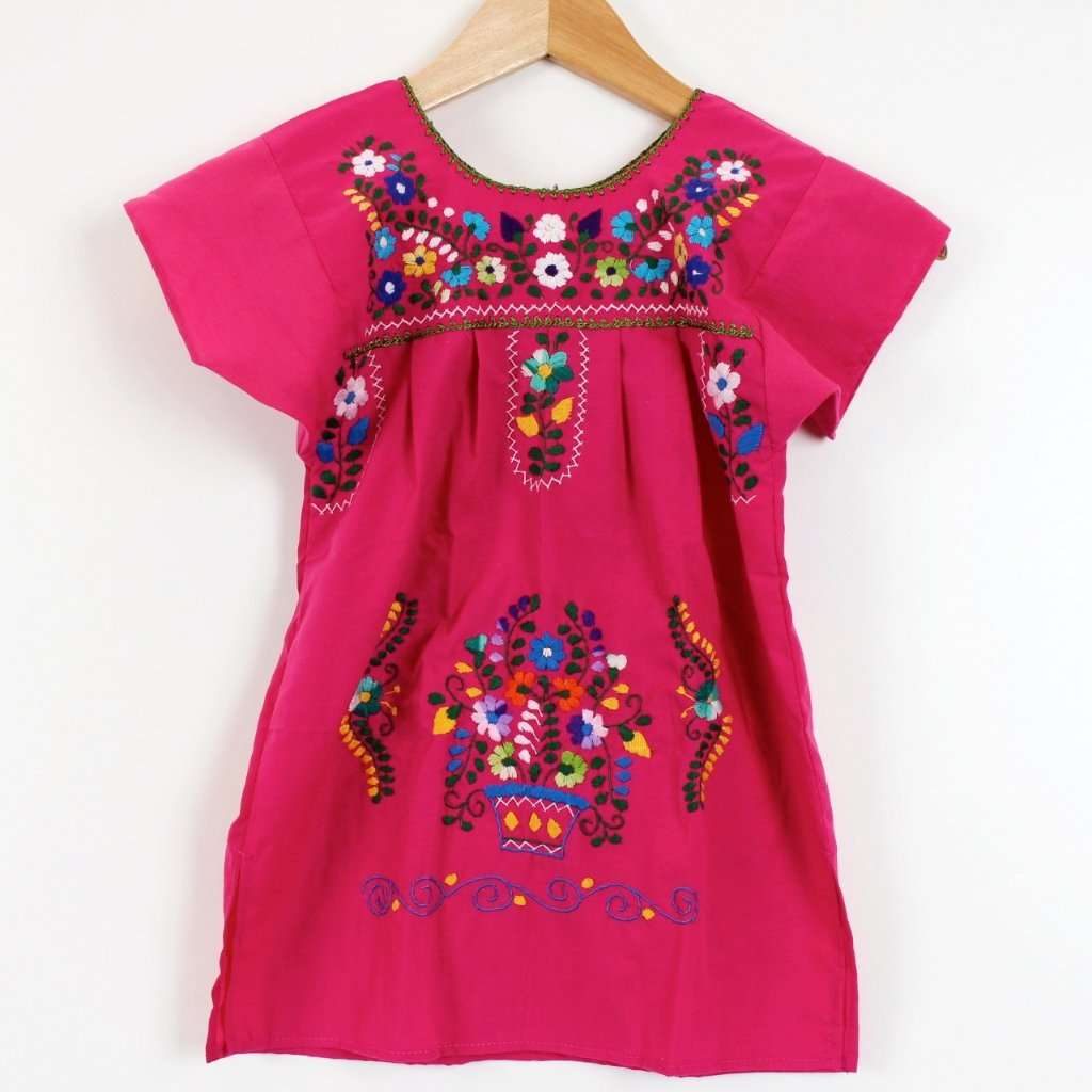 Kids: Mexican Bohemian Dress Pink - Colours of Mexico