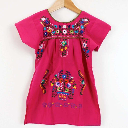 Kids: Mexican Bohemian Dress Pink - Colours of Mexico