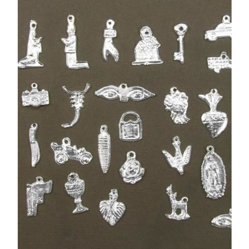 Lot of 12 Metal Milagritos Mexican Folk Art