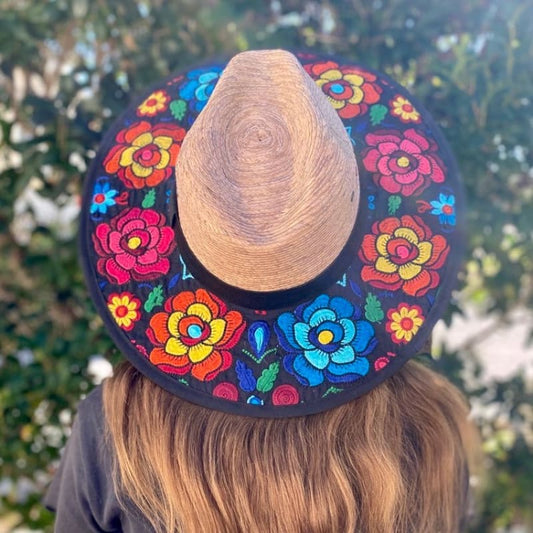 Mexican Artisanal Hat Embroidered Floral Fedora Style - Big