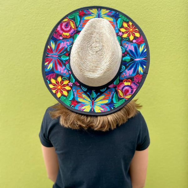 Mexican Artisanal Hat Embroidered Floral Fedora Style -