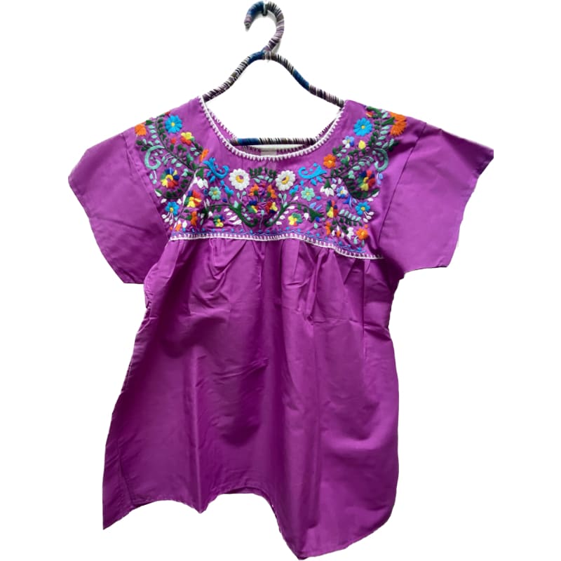 Mexican Embroidered Peasant Top Orchid - Blouse