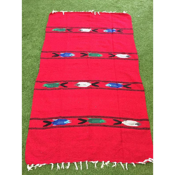 Mexican Floor Rug Fish - Red - Colours of Mexico