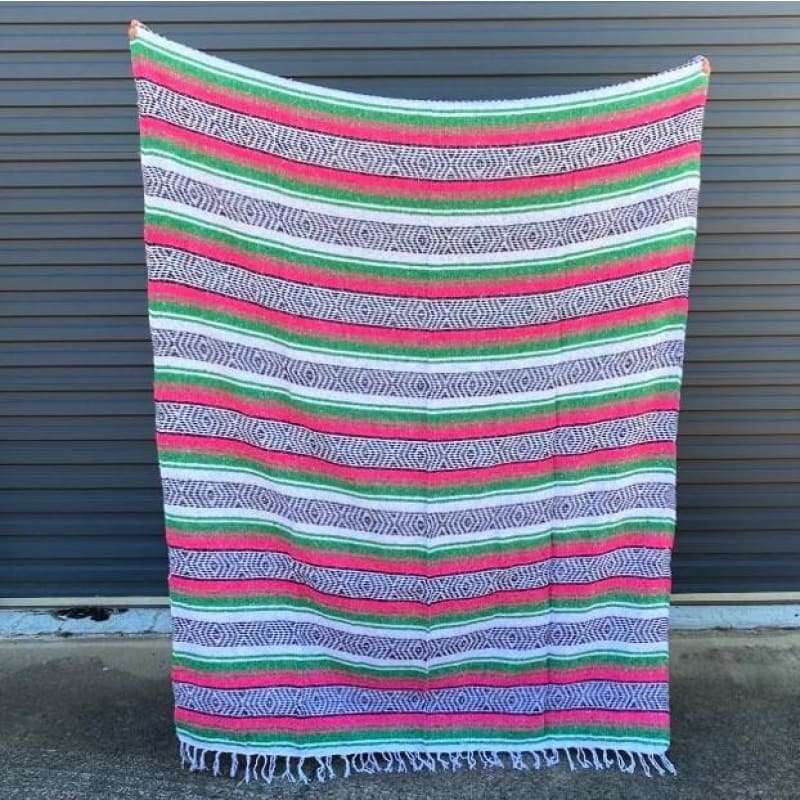 Mexican Western Yoga Falsa Blanket Green & Red - yoga 