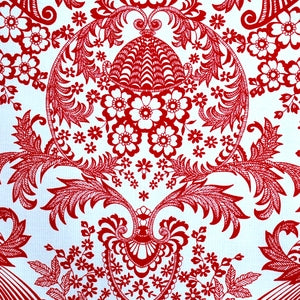 Mexican Oilcloth Fabric Red Eden **Off Cuts**