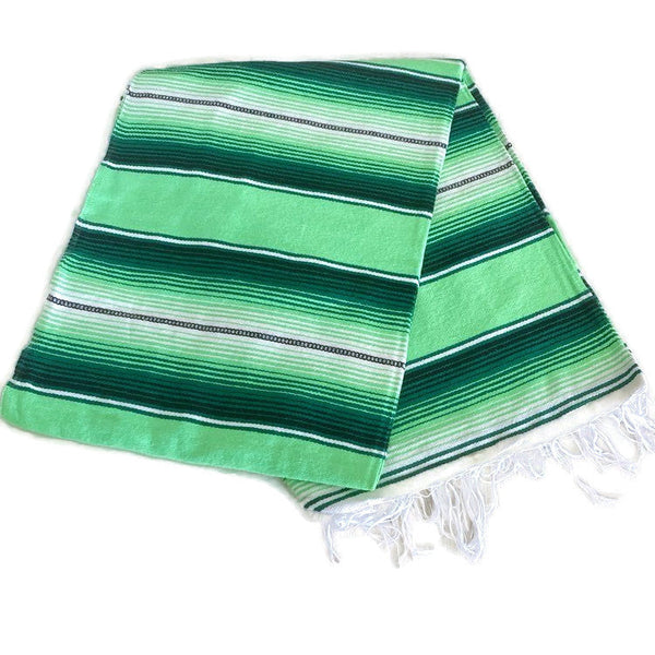 Two Tone Green Mexican Sarape Blanket