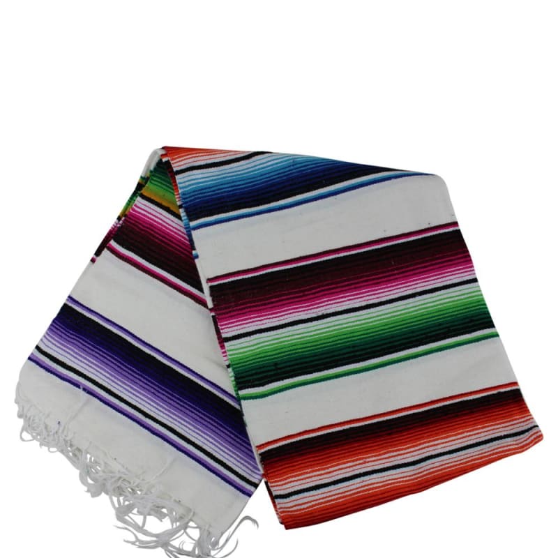 White Mexican Sarape Blanket - Colours of Mexico