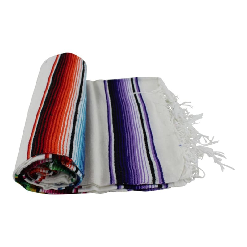 White Mexican Sarape Blanket - Colours of Mexico