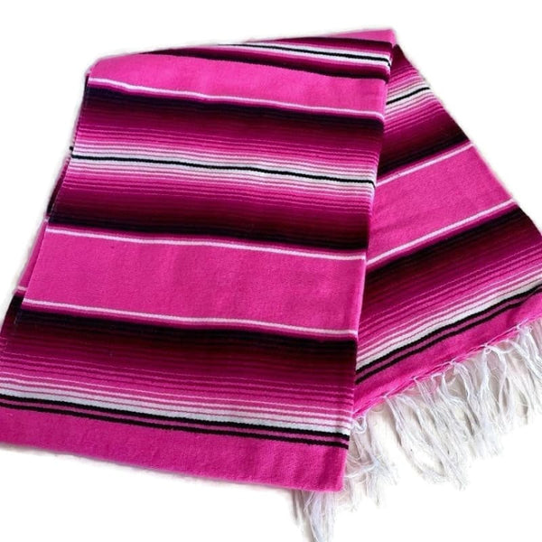 All Pink Mexican Sarape Blanket - sarape