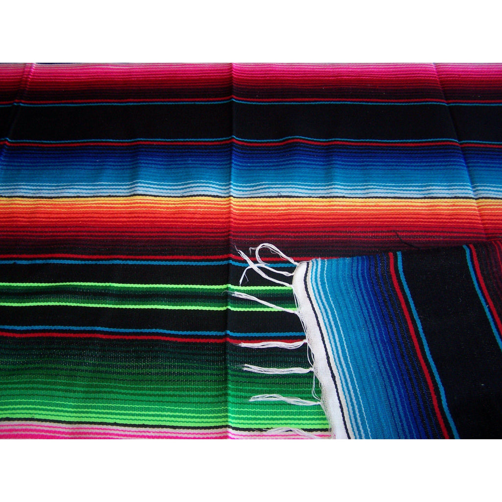 Black Mexican Sarape Blanket Serape Hot Rod VW Blanket Rug Picnic ...