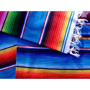 Dark Blue Mexican Sarape Blanket - Colours of Mexico