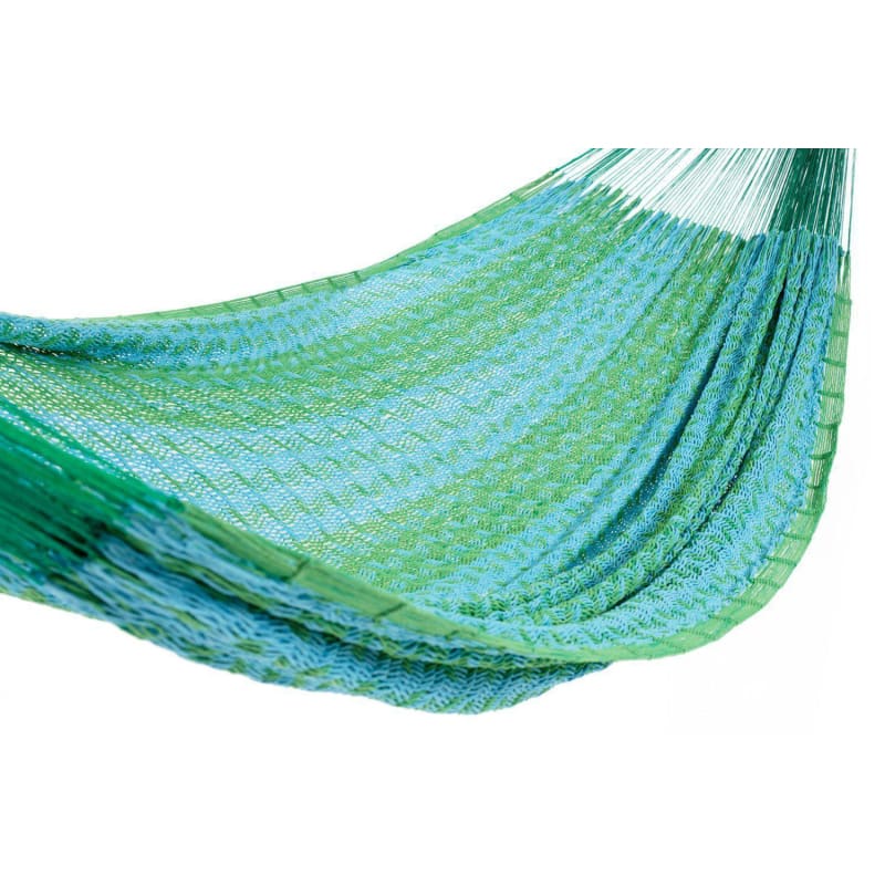 Deluxe Thick Weaved Mexican Hammock Cotton Baby Blue & Green-Mexican Hammock-Hammock Heaven
